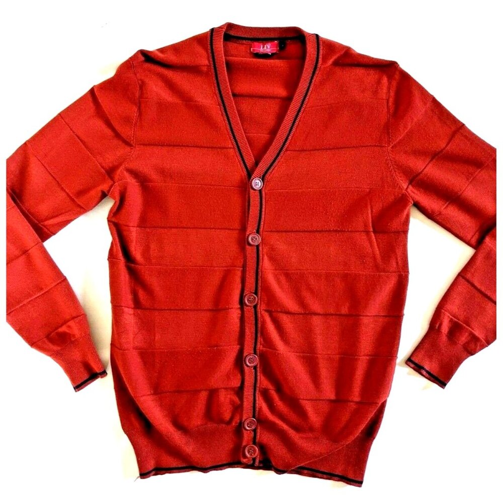 Made In Italy LIV Men's Cardigan Terracotta Brown Button Down Knit Size M